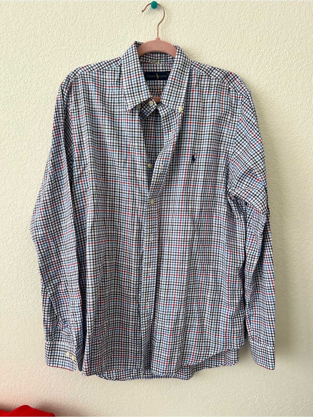 Ralph Lauren Men's Blue Multi-Check Button-Down Shirt sz L